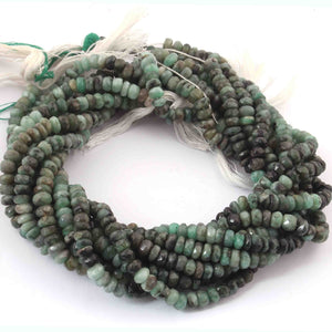 1 Strand Shaded Emerald Faceted Rondelles- Emerald Roundle Beads- 4mm-9mm 14 Inch BR1673 - Tucson Beads