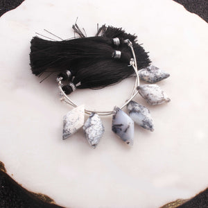 1 Strand Natural Dendrite Opal Kite Shape Briolettes - Semi Precious Gemstone Beads  - 20mmx12mm-24mmx12mm-3 Inches BR124 - Tucson Beads