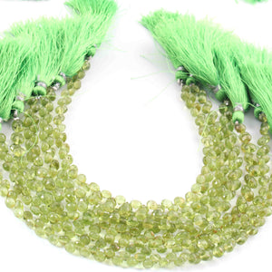 1 Strand Green Peridot Faceted Briolettes - Onion Shape Beads Briolettes  4mm - 8.5 Inches BR01907 - Tucson Beads