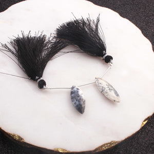 1 Strand Natural Dendrite Opal Pear Briolettes - Semi Precious Gemstone Beads  - 25mmx10mm-2.5 Inches BR014 - Tucson Beads