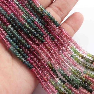 1  Long Strand Multi Tourmaline Faceted Roundels -Round Shape Roundels 3mm-4mm-14 Inches BR01901 - Tucson Beads