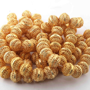 1 Strand Gold Plated Designer Copper Balls,Casting Copper Balls,Jewelry Making Supplies 14 mm 8 inches Bulk Lot GPC201 - Tucson Beads