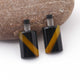 Matched Pairs  Natural Black Onyx ,Orange Chalcedony Joined Smooth Bottle Shape Loose Gemstone 26mmx13mm BG028 - Tucson Beads