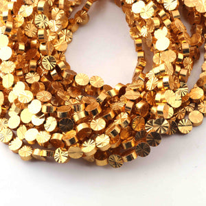 1  Strands Gold Plated Designer Copper coin Shape Beads,diamond cut Copper Beads,Jewelry Making Supplies 5mm 7.5 inches BulkLot GPC367 - Tucson Beads