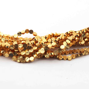 1  Strands Gold Plated Designer Copper coin Shape Beads,diamond cut Copper Beads,Jewelry Making Supplies 5mm 7.5 inches BulkLot GPC367 - Tucson Beads