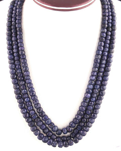 1070. Ct 3 Strands Of Dyed Blue Sapphire Necklace - Faceted Rondelle Beads -Stunning Elegant Necklace SPB0134 - Tucson Beads