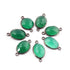 10 Pcs Green Onyx Faceted Oxidize Sterling Silver Oval Shape Connector Double Bali  22mmx11mm SS1089