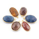 6 Pcs Mix Stone 24k Gold Plated Faceted Oval Shape Pendant Single Bali - 22mmx14mm-PC085 - Tucson Beads