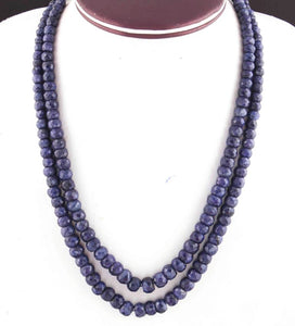 620. Ct 2 Strands Of Dyed Blue Sapphire Necklace - Faceted Rondelle Beads -Stunning Elegant Necklace SPB0138 - Tucson Beads