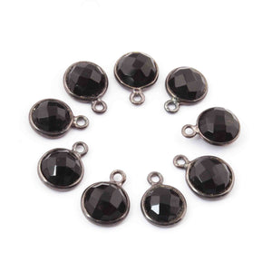 10 Pcs Black Onyx Faceted Oxidize Sterling Silver Round Shape Pendant Single Bali  13mmx8mm SS1083 - Tucson Beads