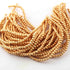 5 Strands Gold Plated Designer Copper Ball Beads, Casting Copper Beads, Jewelry Making Supplies 4mm 8.5 inches GPC571