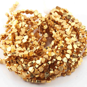 5 Strands Gold Plated Designer Copper Heart Shape Beads,diamond cut Copper Beads,Jewelry Making Supplies 5mm 8.5 inches BulkLot GPC371 - Tucson Beads