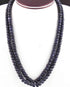 740. Ct 2 Strands Of Dyed Blue Sapphire Necklace - Faceted Rondelle Beads -Stunning Elegant Necklace SPB0131