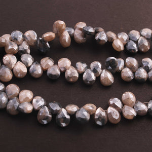 1 Long Strand Gray Silverite  Faceted Pear Drop Briolettes  -  Silverite  Briolettes 8mm-6mm 8 Inches long BR118 - Tucson Beads