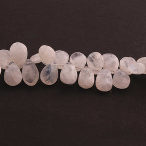 1 Strand White Rainbow Moonstone Faceted Pear Shape Briolettes - 9mmx8mm-15mmx7mm 10 Inch BR127 - Tucson Beads