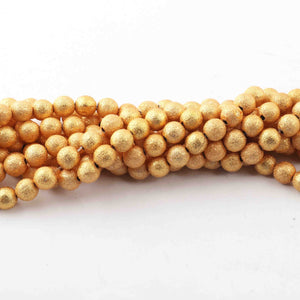 5 Strands Gold Plated Designer Copper Ball Beads, Casting Copper Beads, Jewelry Making Supplies 6mm-7mm 8inches GPC553 - Tucson Beads