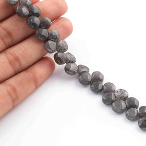 1  Long Strand Black Rutile  Smooth Briolettes - Heart Shape  Briolettes - 7mm-8mm- 8 Inches BR1148 - Tucson Beads