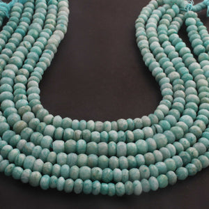 1 Strand Amazonite Faceted Rondelles - Amazonite  Round Beads 6mmx7mm 13 Inches BR137 - Tucson Beads