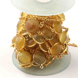 1 Feet Yellow Chalcedony Rosary Style Chain - Bezel Continuous connectors 24k Gold Plated Beaded Chain BD861 - Tucson Beads