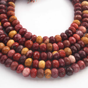 1 Long Strand Mookaite Jasper Faceted Rondelles -Round Beads 7mm-8mm 8 Inch BR148 - Tucson Beads