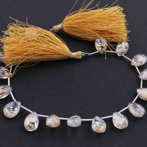 1 Strand Golden Rutile  Faceted  Briolettes -Pear  Shape Briolettes - 12mmx 8mm 9 inch BR413 - Tucson Beads