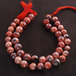 1 Strand Carnelian Silver Coated Faceted Rondelles - Rounde  Ball -Beads 8mm-10mm 8 Inches  BR150 - Tucson Beads