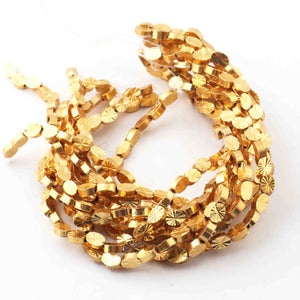 5 Strands Gold Plated Designer Copper Oval Shape Beads,diamond cut Copper Beads,Jewelry Making Supplies 6mmx4mm 8 inches BulkLot GPC563 - Tucson Beads