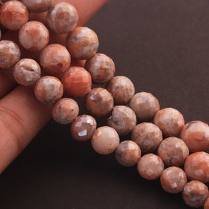 1 Long Strand Peach Jasper  Faceted Ball Beads- Roundel ball Beads 9mm-10mm 8 Inches BR159 - Tucson Beads