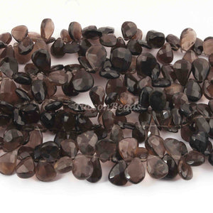 1 Strand Smoky Quartz Pear Shape Faceted Briolettes  13mmx11mm-13mmx16mm 7.5 Inches BR2082 - Tucson Beads
