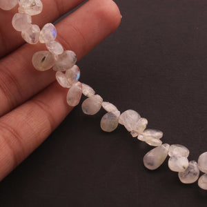 1 Strand White Rainbow Moonstone Faceted Briolettes - Pear Drop Beads Briolettes 7mmx5mm-11mmx6m 8 Inches BR196 - Tucson Beads