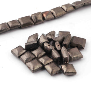 2 Strands AAA Quality Rectangle Scratch Bar Beads, Black Copper Beads - Rectangle Scratch Bar Beads 10mm 8 inche GPC268 - Tucson Beads