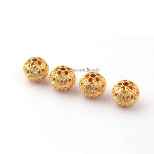 12 Pcs Gold Plated Designer Copper Round,Casting Copper Balls,Jewelry Making Supplies 13mmx15mm  GPC342 - Tucson Beads