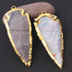 2  Pcs Shaded Gray Jasper Arrowhead  24k Gold  Plated Charm Pendant -  Electroplated With Gold Edge 88mmX32mm - AR039 - Tucson Beads