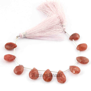 1 Strand Mystic Pink Rutile Pear Shape - Natural Mystic Pink Rutile Quartz Faceted ,13mmx11mm-17mmx11mm 6 Inches BR1240 - Tucson Beads