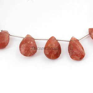 1 Strand Mystic Pink Rutile Pear Shape - Natural Mystic Pink Rutile Quartz Faceted ,13mmx11mm-17mmx11mm 6 Inches BR1240 - Tucson Beads