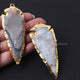 2  Pcs Shaded Gray Jasper Arrowhead  24k Gold  Plated Charm Pendant -  Electroplated With Gold Edge 88mmX32mm - AR039 - Tucson Beads