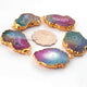 5  Pcs Multi Druzzy   Drusy Agate Slice Pendant - Electroplated Gold Druzy Pendant -43mmx26mm   DRZ234 - Tucson Beads