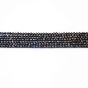 5 Strands Black Spinel Silver Coated Faceted Balls Beads, Gemstone Rondelles,  3mm 13 inch strand RB355 - Tucson Beads