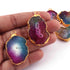 5  Pcs Multi Druzzy   Drusy Agate Slice Pendant - Electroplated Gold Druzy Pendant -43mmx26mm   DRZ234