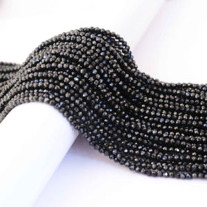 5 Strands Black Spinel Silver Coated Faceted Balls Beads, Gemstone Rondelles,  3mm 13 inch strand RB355 - Tucson Beads