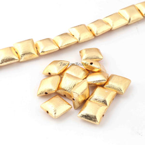 1 Strands Gold Plated Designer Copper Rectangle Scratch Bar Shape Beads,Jewelry Making 12mm 8.5 inches BulkLot GPC259 - Tucson Beads