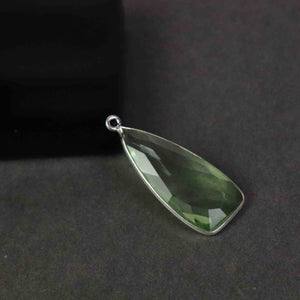 8 Pcs Green Amethyst Faceted Dagger Shape 925 Sterling Silver Pendant 31mmx13mm  SS892 - Tucson Beads