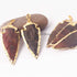 5  Pcs  Brown Jasper Arrowhead  24k Gold  Plated Charm Pendant -  Electroplated With Gold Edge 63mmX27mm - AR048