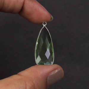 8 Pcs Green Amethyst Faceted Dagger Shape 925 Sterling Silver Pendant 31mmx13mm  SS892 - Tucson Beads
