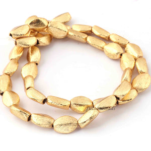 1 Strand Fine Quality Scratch Oval Beads 24K Gold Plated Over Copper - Scratch Oval Beads 9mmx7mm 8 Inches  GPC338 - Tucson Beads