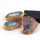 4  Pcs Multi Druzzy   Drusy Agate Slice Pendant - Electroplated Gold Druzy Pendant 53mmx33mm-42mmx27mm  DRZ252 - Tucson Beads