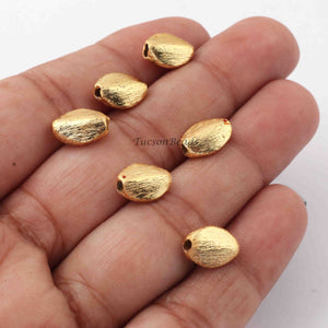 1 Strand Fine Quality Scratch Oval Beads 24K Gold Plated Over Copper - Scratch Oval Beads 9mmx7mm 8 Inches  GPC338 - Tucson Beads