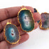 4  Pcs Multi Druzzy   Drusy Agate Slice Pendant - Electroplated Gold Druzy Pendant 53mmx33mm-42mmx27mm  DRZ252