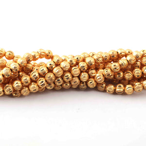 5 Strands Gold Plated Designer Copper Round Ball Beads ,Jewelry Making Supplies 7mm 7inches GPC539 - Tucson Beads