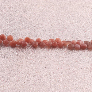 1  Strand Chocolate  Moonstone Faceted Briolettes  - Heart  Shape Briolettes - 9mmx8mm-7mmx6mm 8 Inches BR02931 - Tucson Beads